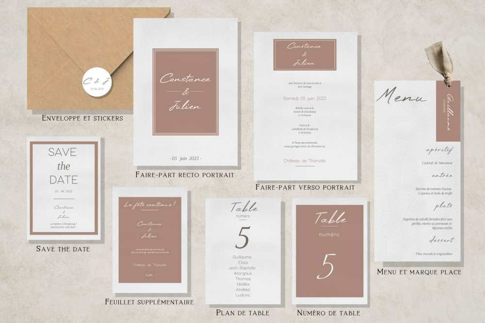 Fairepart mariage Alsace fait main essentiel minimaliste