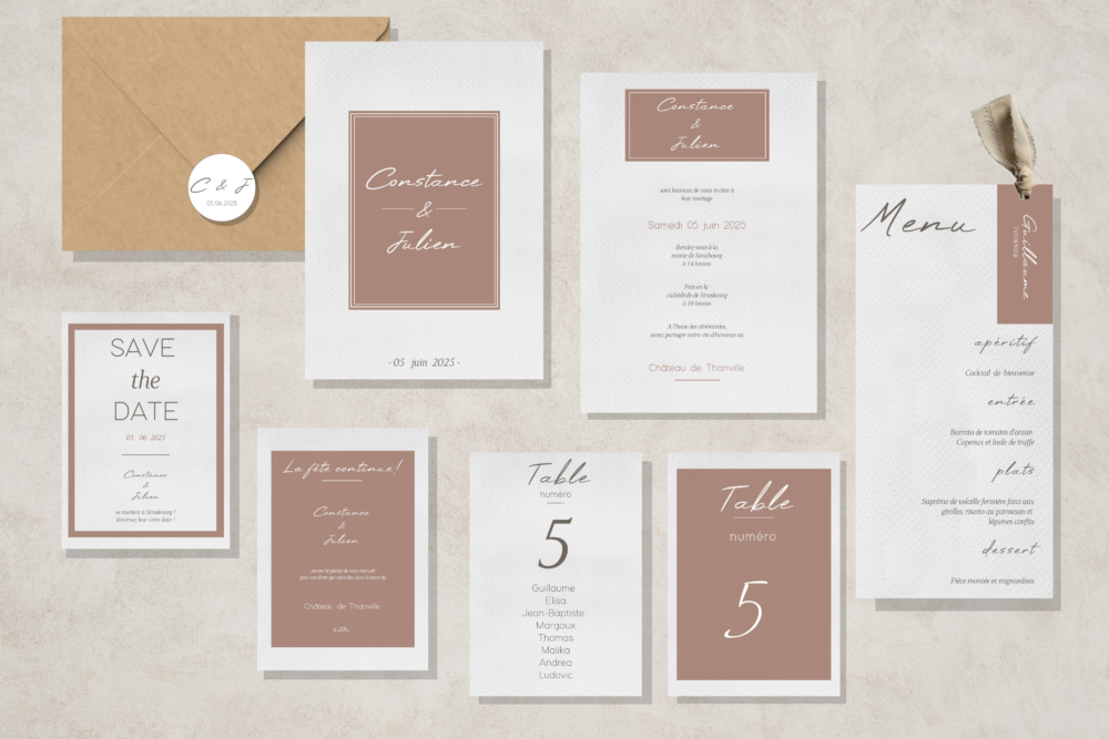 Fairepart mariage Alsace fait main essentiel minimaliste