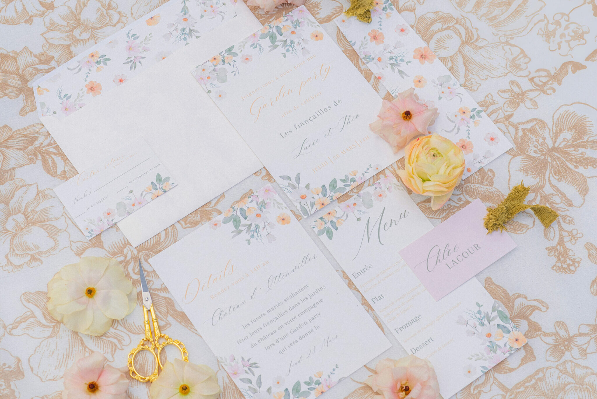 invitation mariage fairepart Alsace fait main floral coloré garden